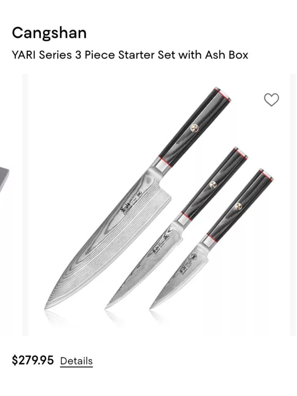 Cangshan Yari Series 3 Piece Starter Set with Ash Box